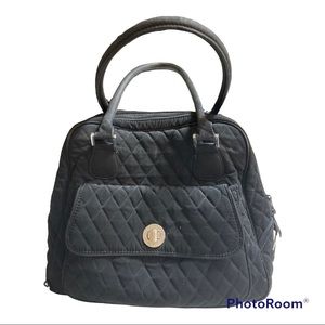 Vera Bradley Quilted Black Shoulder Bag With Chetah Print Interior